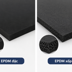 So sánh tấm EPDM đặc (trái) và EPDM xốp (phải): khác biệt về cấu trúc bề mặt và độ đàn hồi